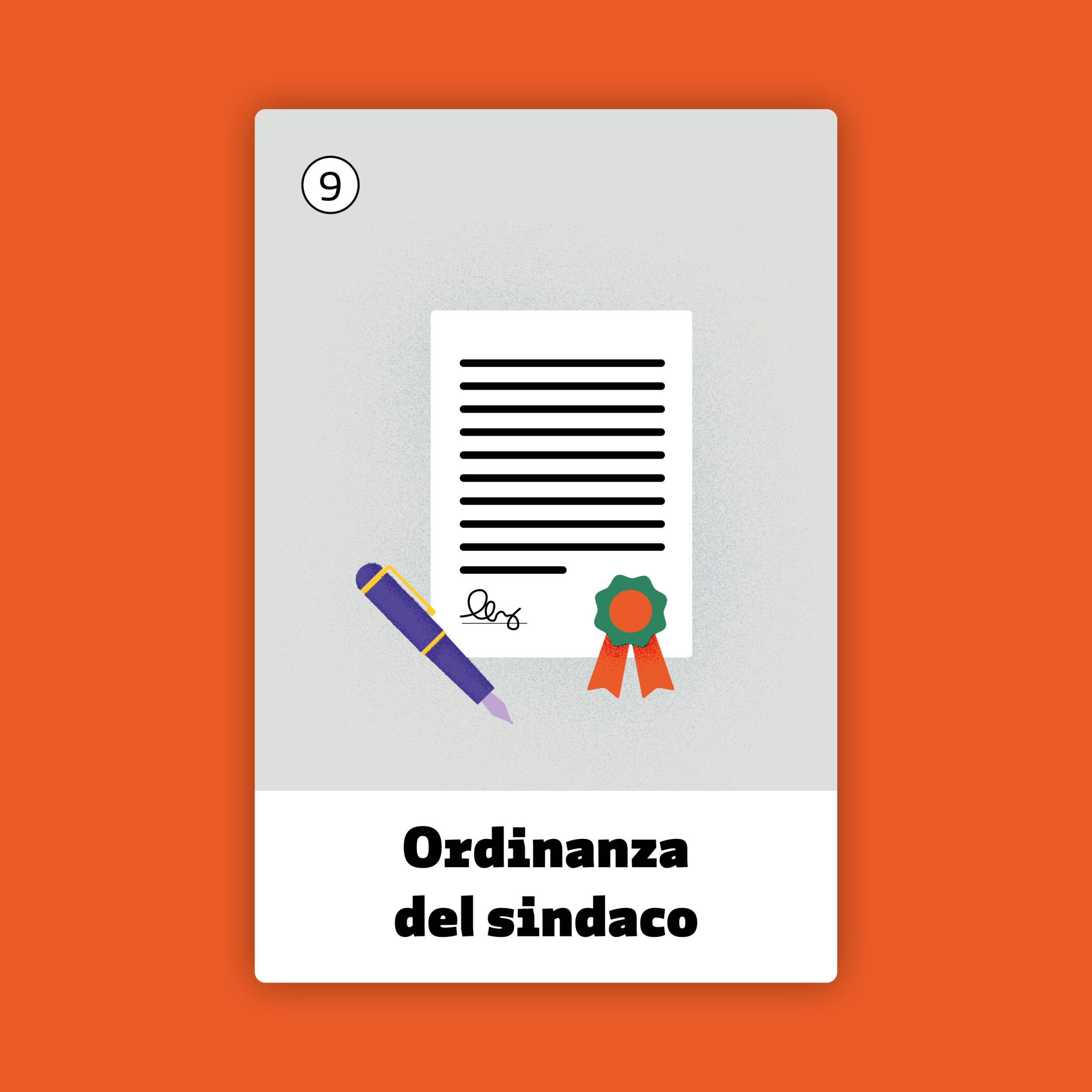 Carta che rappresenta l'applicazione di un'ordinanza del sindaco