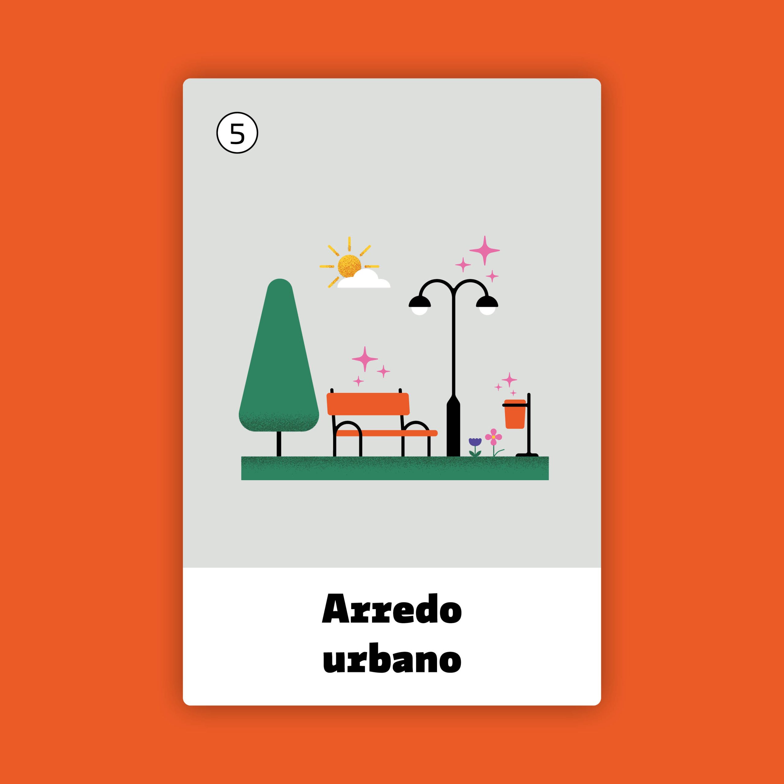 Carta che rappresenta l'installazione di arredo urbano